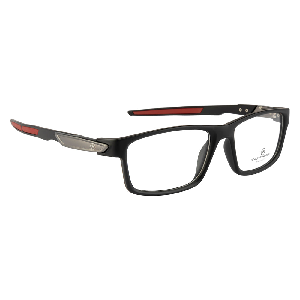 Men's Sports Eyewear Frame | Rectangle | Spring Hinges | Black & Red