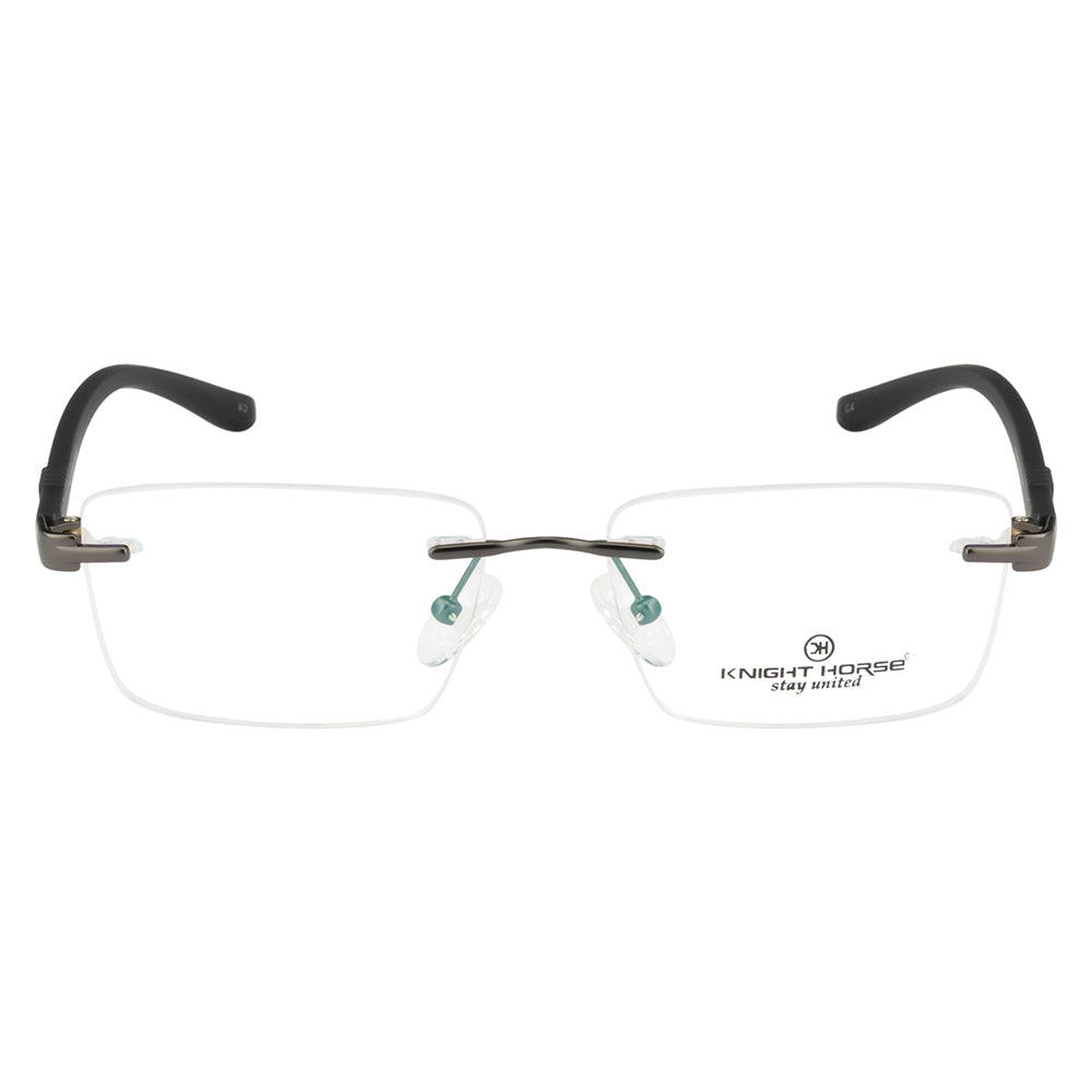 Knight Horse Minimalist Rimless Glasses – Matte Grey | Durable & Lightweight
