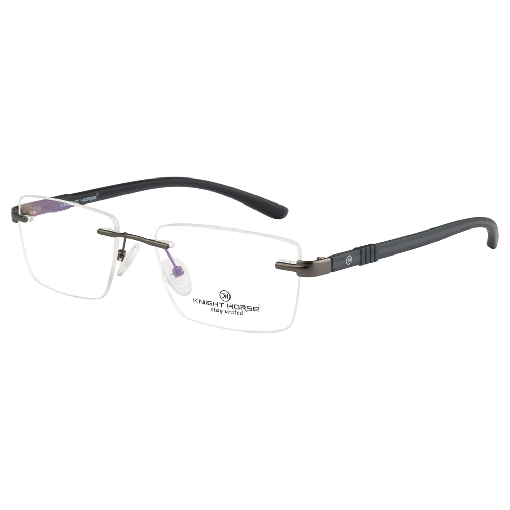 Knight Horse Minimalist Rimless Glasses – Matte Grey | Durable & Lightweight