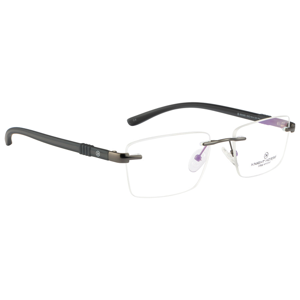 Knight Horse Minimalist Rimless Glasses – Matte Grey | Durable & Lightweight