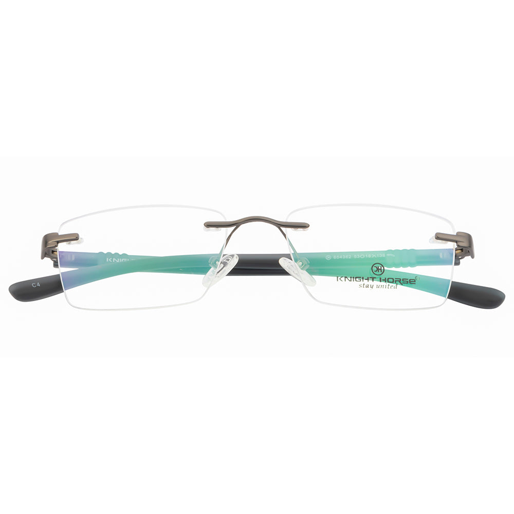 Knight Horse Minimalist Rimless Glasses – Matte Grey | Durable & Lightweight