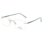 Rimless Rectangle Frame | Tarquoise Blue Sides | Flexible Metal Arms