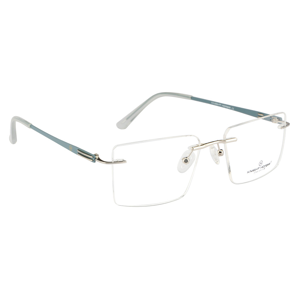 Rimless Rectangle Frame | Tarquoise Blue Sides | Flexible Metal Arms