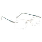 Rimless Rectangle Frame | Tarquoise Blue Sides | Flexible Metal Arms