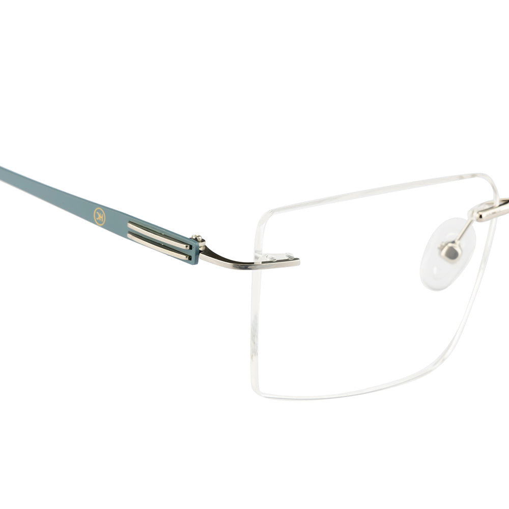 Rimless Rectangle Frame | Tarquoise Blue Sides | Flexible Metal Arms