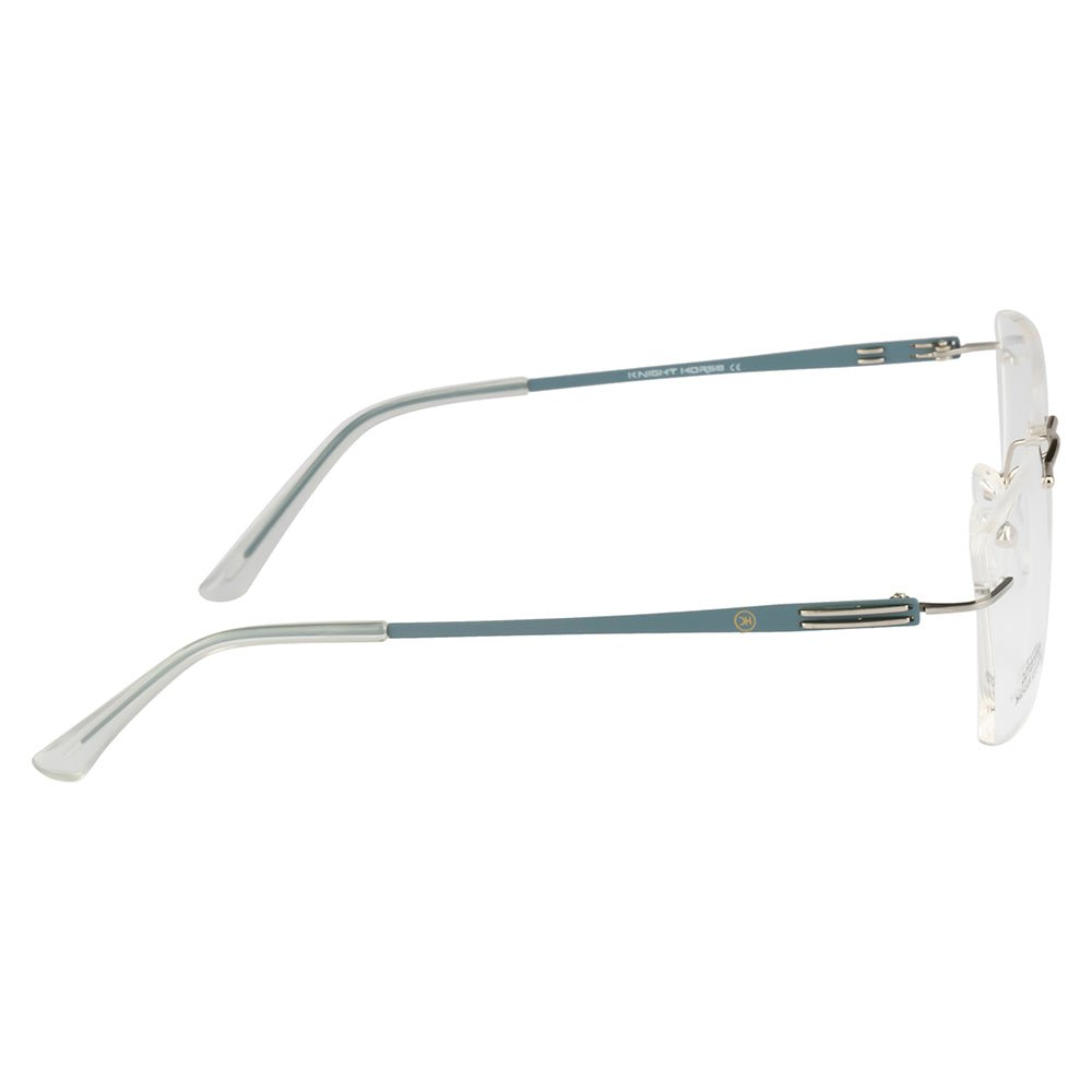 Rimless Rectangle Frame | Tarquoise Blue Sides | Flexible Metal Arms