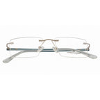 Rimless Rectangle Frame | Tarquoise Blue Sides | Flexible Metal Arms