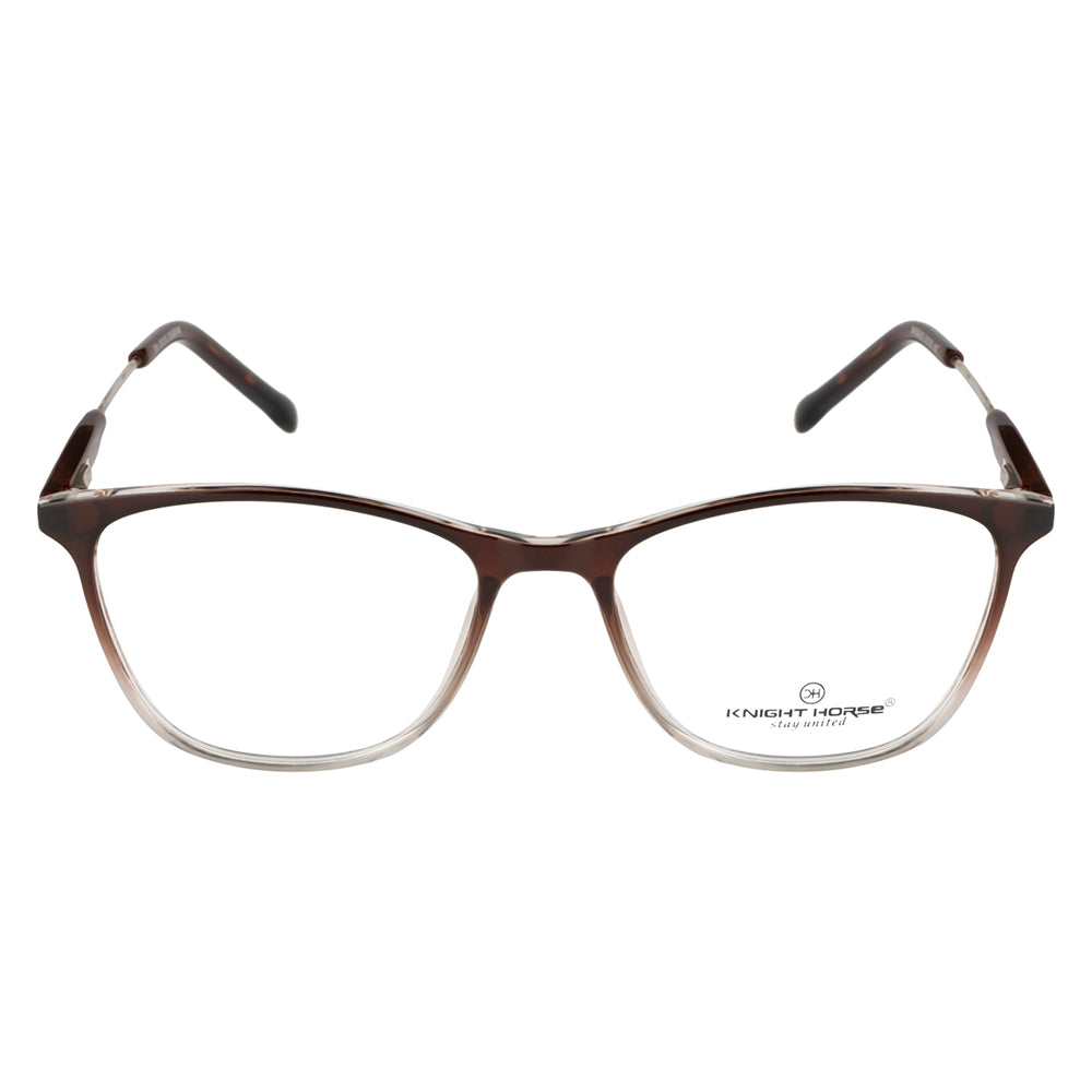 Knight Horse Women's Eyewear Frames – Glossy Half-Brown & Transparent, Lightweight & Stylish