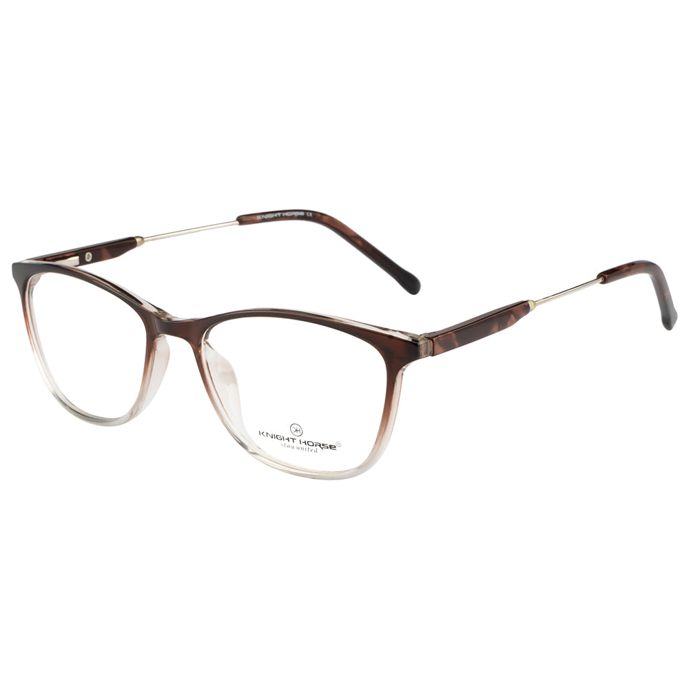 Knight Horse Women's Eyewear Frames – Glossy Half-Brown & Transparent, Lightweight & Stylish
