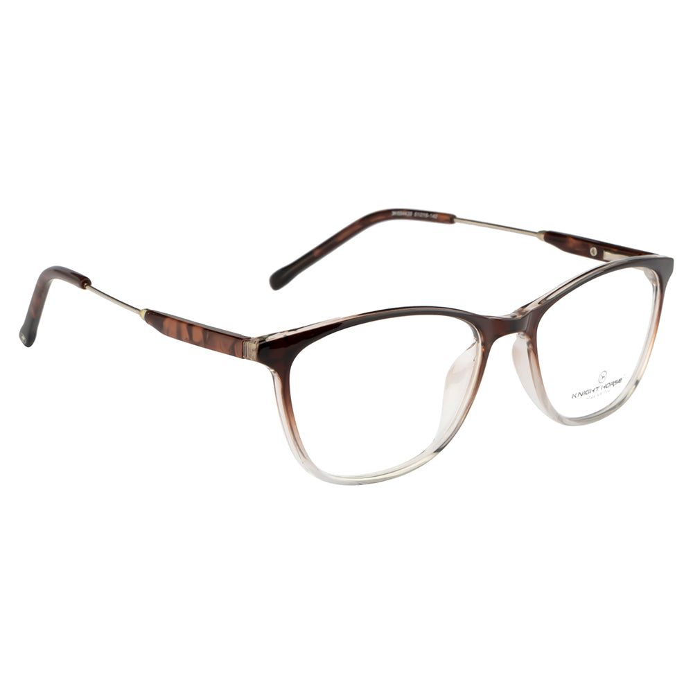 Knight Horse Women's Eyewear Frames – Glossy Half-Brown & Transparent, Lightweight & Stylish