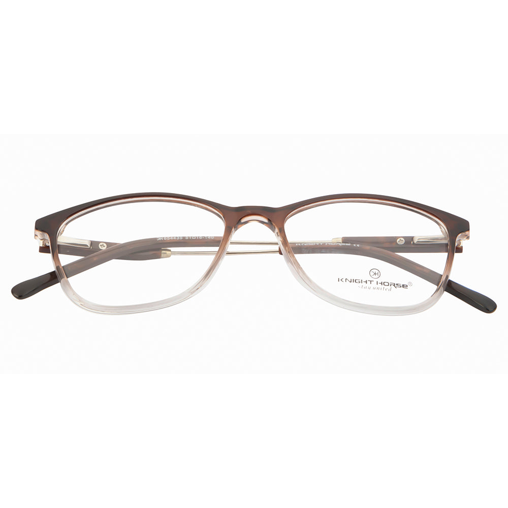 Knight Horse Women's Eyewear Frames – Glossy Half-Brown & Transparent, Lightweight & Stylish