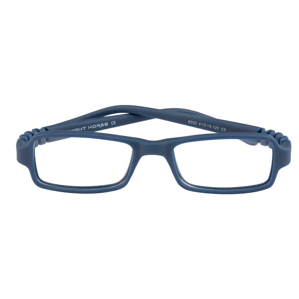 Kids Eyewear Frame | Full TR Flexible Sides | Dark Blue Rectangular Glasses Frame