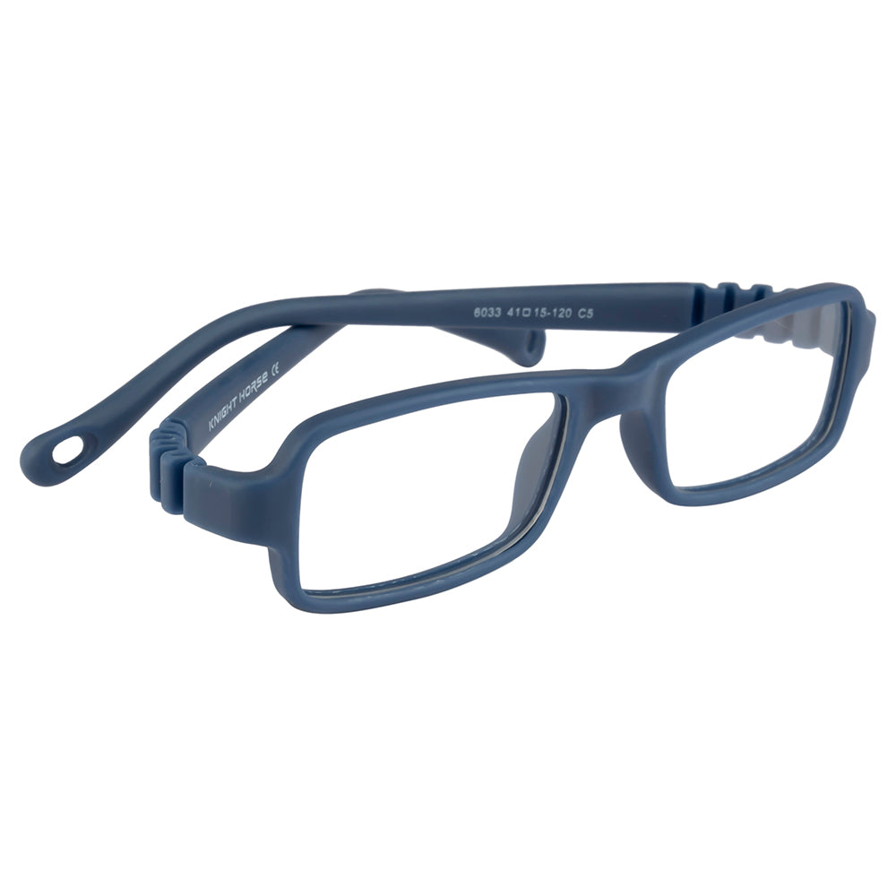 Kids Eyewear Frame | Full TR Flexible Sides | Dark Blue Rectangular Glasses Frame
