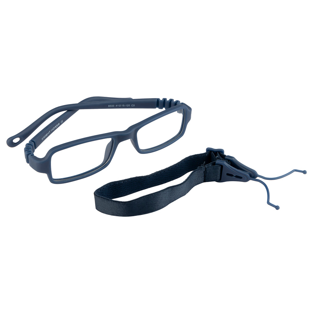 Kids Eyewear Frame | Full TR Flexible Sides | Dark Blue Rectangular Glasses Frame