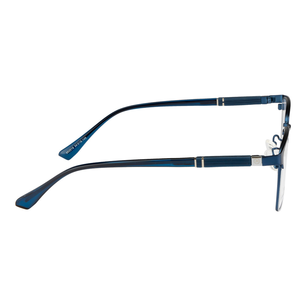 Knight Horse Optical Frames | Sleek Rectangle Shape | Metal Front & TR Arms | Blue & Silver