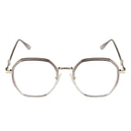 Stylish Hexagonal Glasses Frame for Women | Silver & Purple | Blue Light Protection