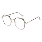 Stylish Hexagonal Glasses Frame for Women | Silver & Purple | Blue Light Protection