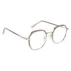 Stylish Hexagonal Glasses Frame for Women | Silver & Purple | Blue Light Protection