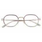 Stylish Hexagonal Glasses Frame for Women | Silver & Purple | Blue Light Protection