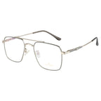 Knight Horse Men's Eyewear Frame – Stylish Square Metal| Double Bar| Silver & Grey