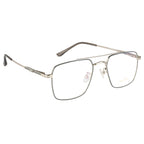 Knight Horse Men's Eyewear Frame – Stylish Square Metal| Double Bar| Silver & Grey