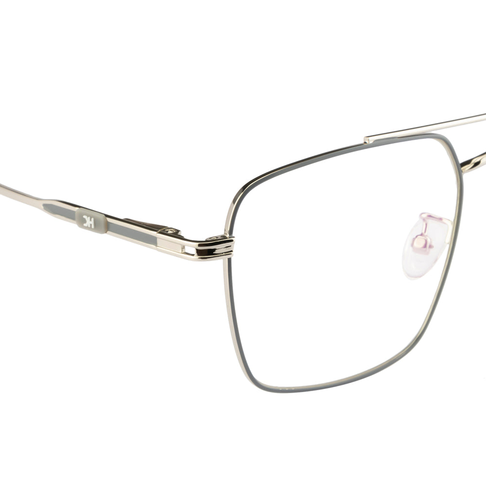 Knight Horse Men's Eyewear Frame – Stylish Square Metal| Double Bar| Silver & Grey