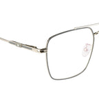 Knight Horse Men's Eyewear Frame – Stylish Square Metal| Double Bar| Silver & Grey