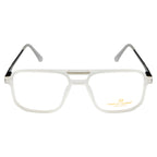 Men's Double-Bar Square Eyewear Frame | Matte Transparent Front | Spring Hinges | Stylish & Lightweight