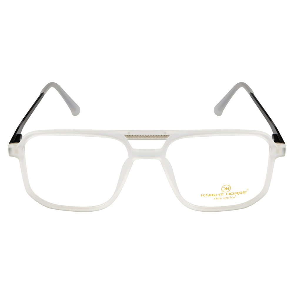Men's Double-Bar Square Eyewear Frame | Matte Transparent Front | Spring Hinges | Stylish & Lightweight