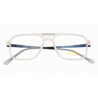 Men's Double-Bar Square Eyewear Frame | Matte Transparent Front | Spring Hinges | Stylish & Lightweight