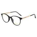 Knight Horse Round Eyewear Frames – Black Front, Gold Side | Lightweight & Stylish Optical Glasses