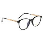 Knight Horse Round Eyewear Frames – Black Front, Gold Side | Lightweight & Stylish Optical Glasses
