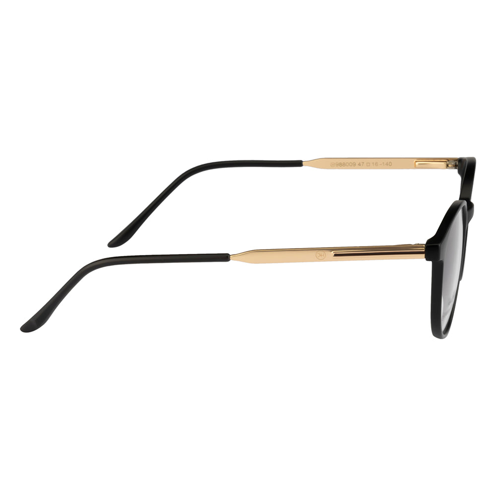 Knight Horse Round Eyewear Frames – Black Front, Gold Side | Lightweight & Stylish Optical Glasses