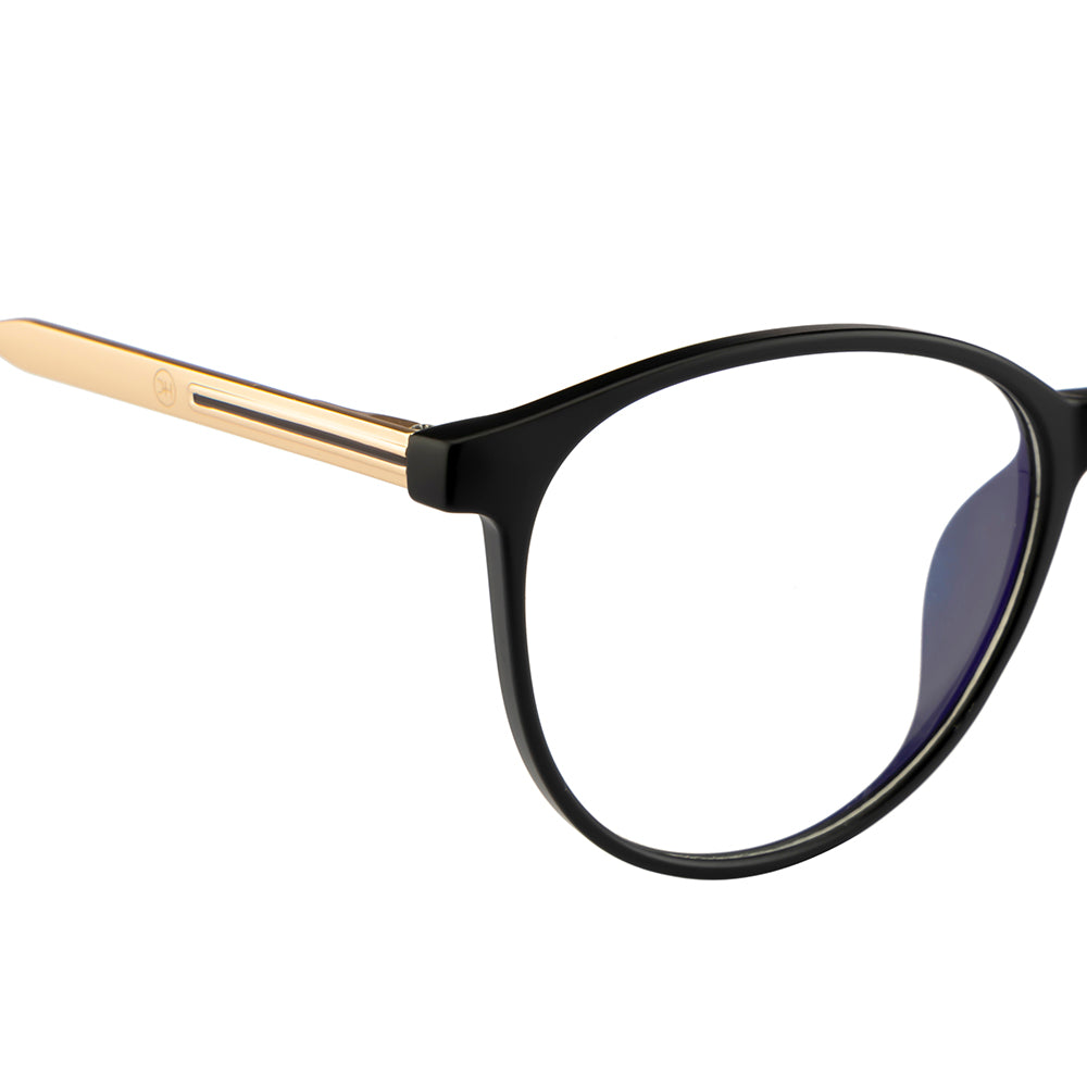 Knight Horse Round Eyewear Frames – Black Front, Gold Side | Lightweight & Stylish Optical Glasses