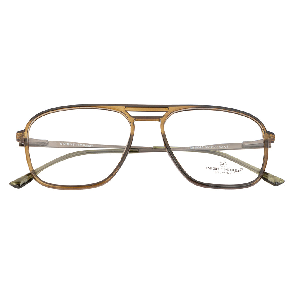 Knight Horse Men's Double-Bar Square Eyewear Frame | Spring Hinges | Stylish & Durable