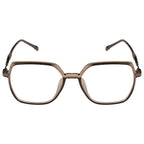 Fashion Eyeglasses – Brown Geometric Frame for Women, Blue Cut