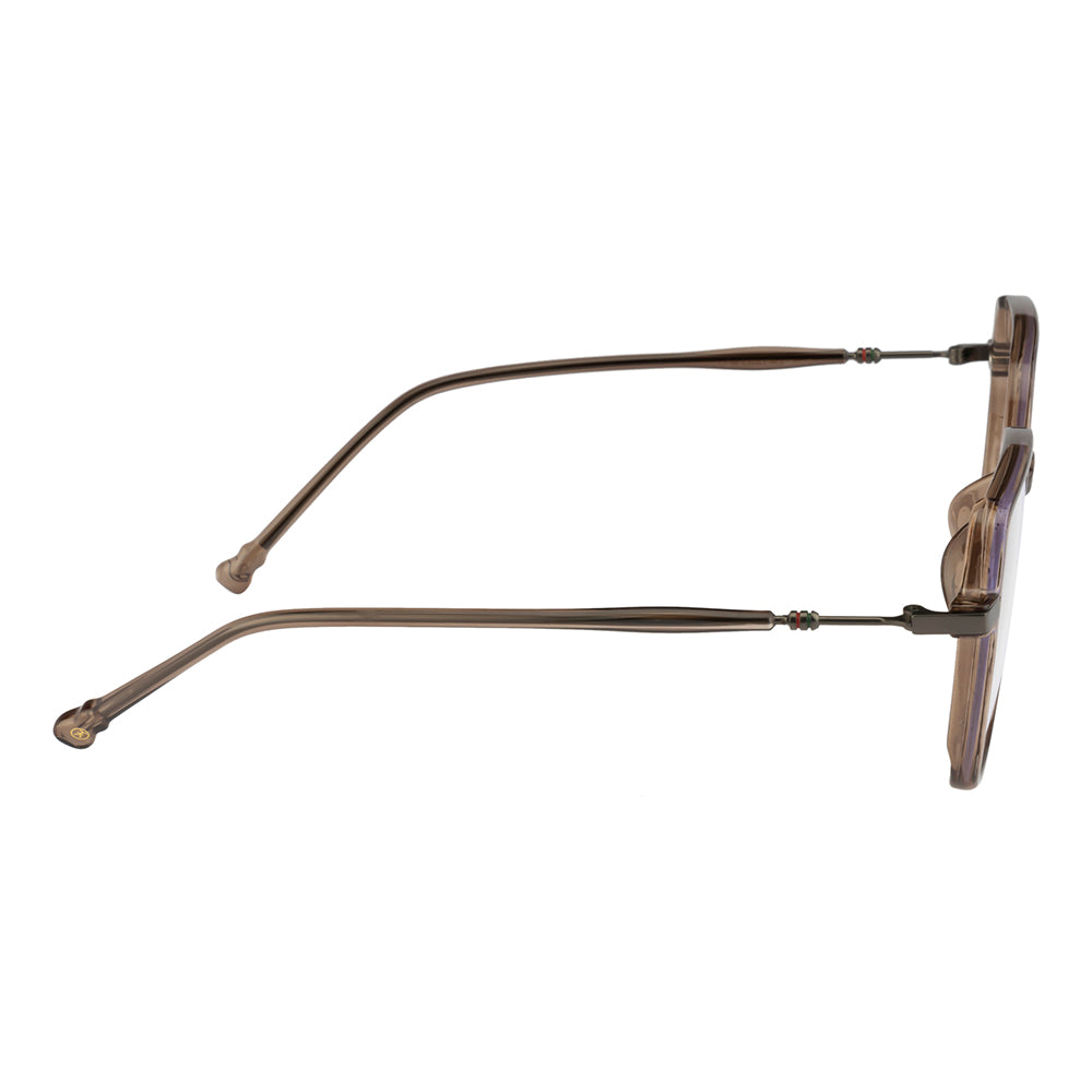 Fashion Eyeglasses – Brown Geometric Frame for Women, Blue Cut