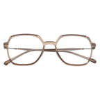 Fashion Eyeglasses – Brown Geometric Frame for Women, Blue Cut