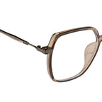 Fashion Eyeglasses – Brown Geometric Frame for Women, Blue Cut