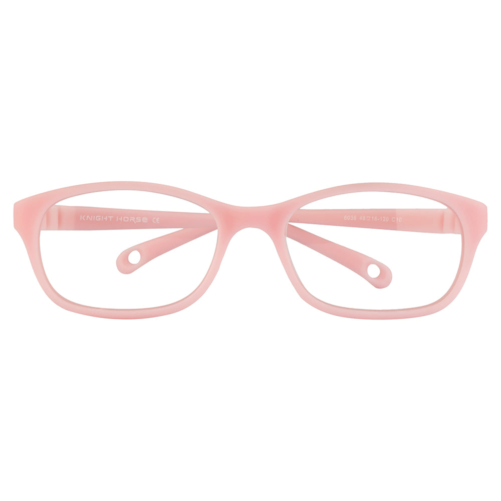 Kids Eyewear Frame | Full TR Flexible Sides | Lightweight Rectangular Glasses | Pink Color