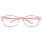 Kids Eyewear Frame | Full TR Flexible Sides | Lightweight Rectangular Glasses | Pink Color