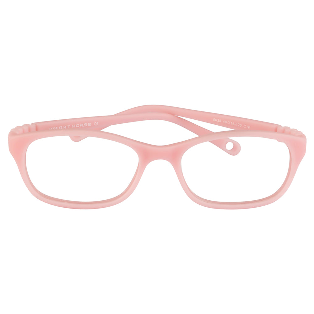 Kids Eyewear Frame | Full TR Flexible Sides | Lightweight Rectangular Glasses | Pink Color