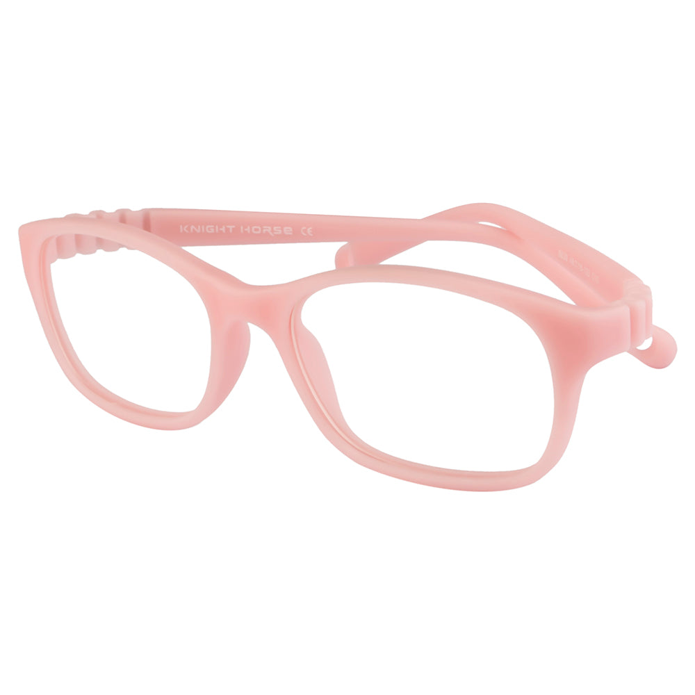 Kids Eyewear Frame | Full TR Flexible Sides | Lightweight Rectangular Glasses | Pink Color