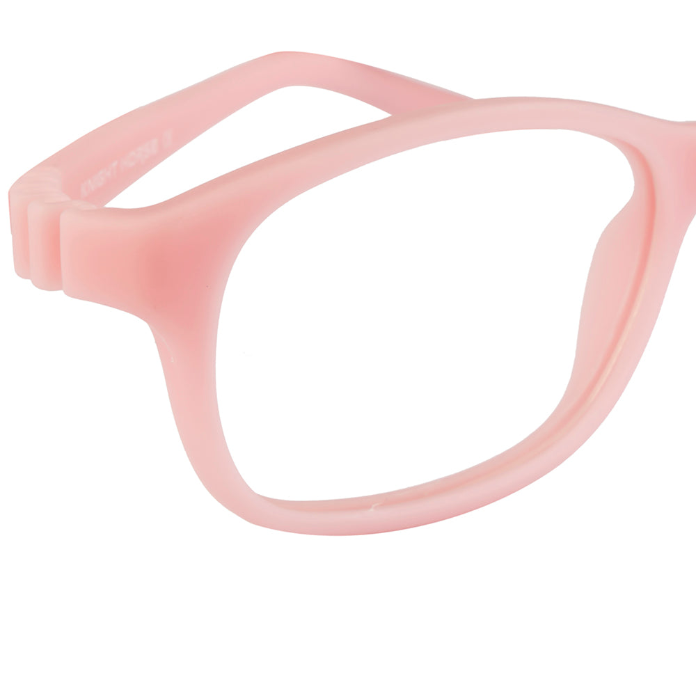 Kids Eyewear Frame | Full TR Flexible Sides | Lightweight Rectangular Glasses | Pink Color