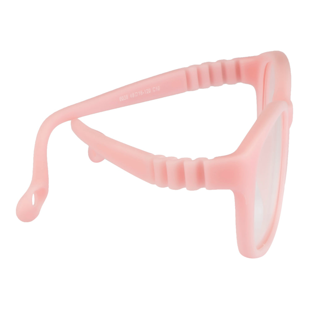 Kids Eyewear Frame | Full TR Flexible Sides | Lightweight Rectangular Glasses | Pink Color