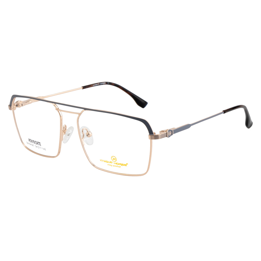 Prestige Square Metal Eyewear – Matte Grey & Gold