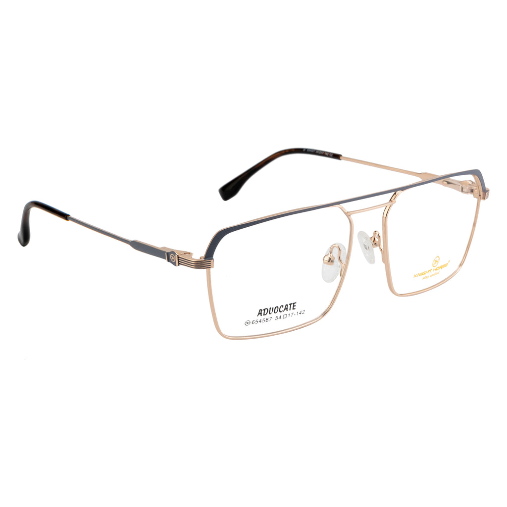 Prestige Square Metal Eyewear – Matte Grey & Gold