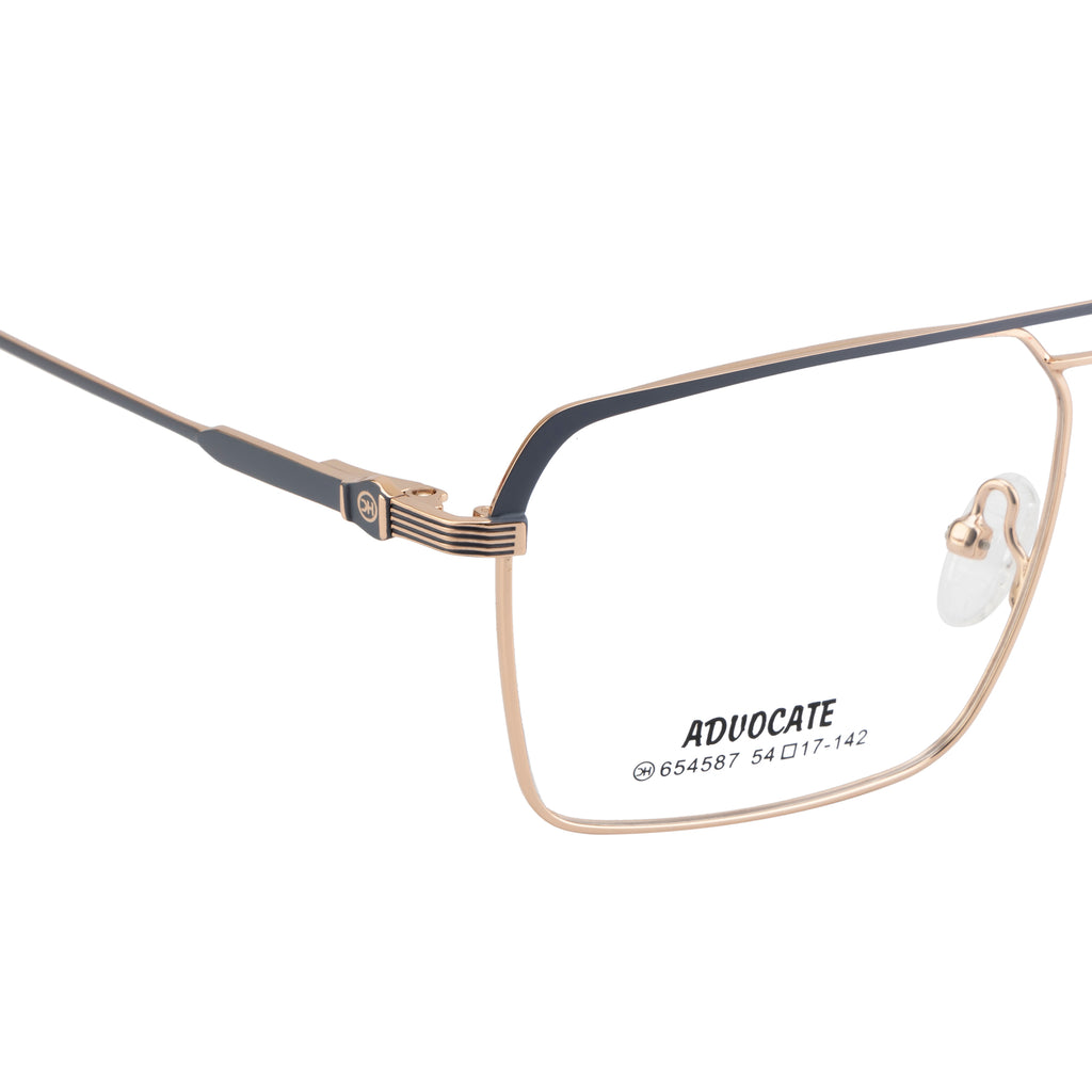 Prestige Square Metal Eyewear – Matte Grey & Gold