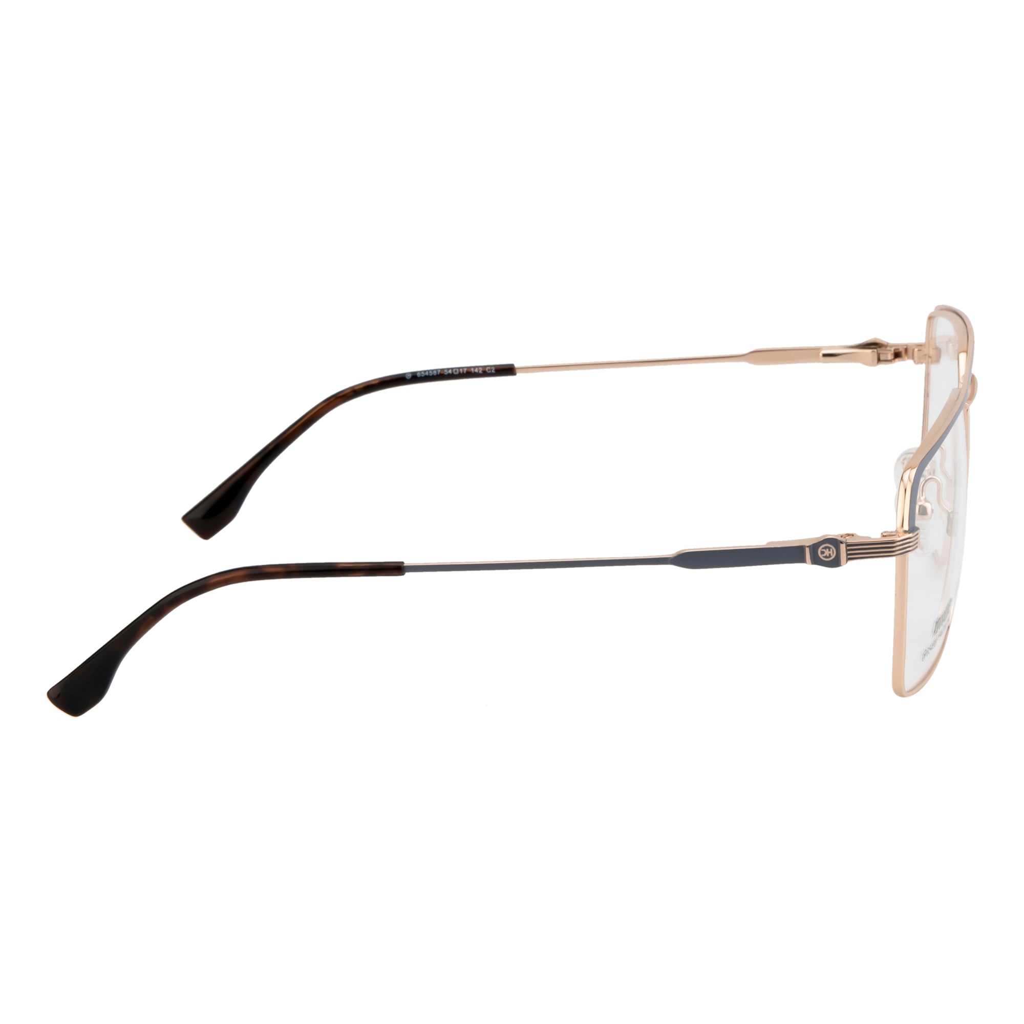 Prestige Square Metal Eyewear – Matte Grey & Gold