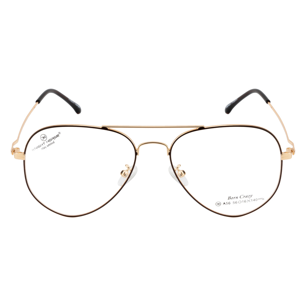 Eyewear | Classic Double-Bar Design | Brown & Gold | Stylish Bent Side Frames